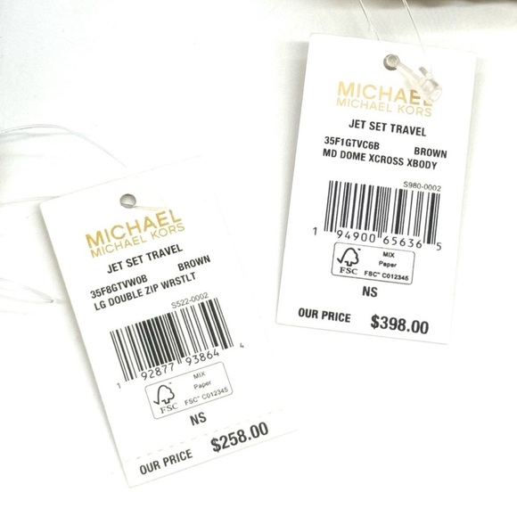 MICHAEL KORS Jet Set Travel Medium Dome Crossbody Bag & Double Zip Wallet Brown - Picture 13 of 13